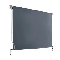 Instahut 2.7 x 2.5M Retractable Outdoor Blinds Roll Down Canopy Grey Aluminium Frame Polyester 100% UV