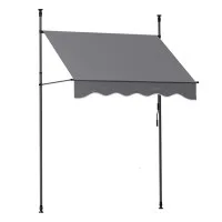 Instahut Retractable Pivot Arm Awning 2m x 1.8m Window Door Canopy Outdoor with Adjustable Height Grey