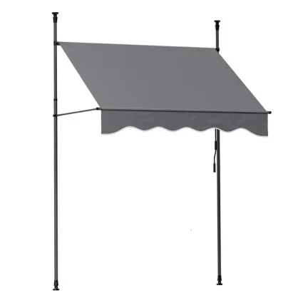Instahut Retractable Pivot Arm Awning 2m x 1.8m Window Door Canopy Outdoor with Adjustable Height Grey