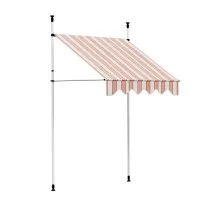 Instahut Retractable Pivot Arm Awning - 2x1.8M Beige/Brown, UV-Resistant Polyester, Adjustable Height, Steel Frame