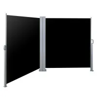Instahut 2x6M Retractable Side Awning: UV-Resistant Polyester, Steel Frame, Auto Roll-Back, Wind & Sun Block, Black