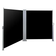 Instahut 2x6M Retractable Side Awning: UV-Resistant Polyester, Steel Frame, Auto Roll-Back, Wind & Sun Block, Black