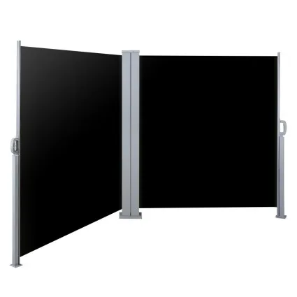Instahut 2x6M Retractable Side Awning: UV-Resistant Polyester, Steel Frame, Auto Roll-Back, Wind & Sun Block, Black