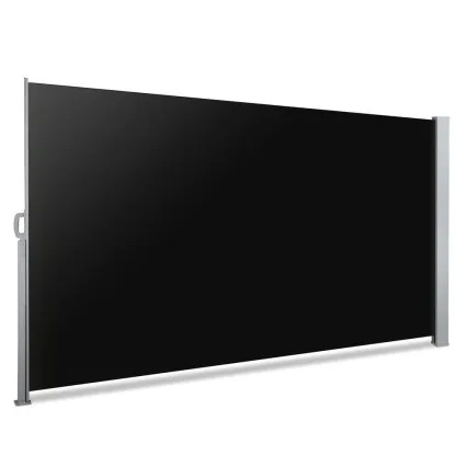 Instahut 2x3M Black Retractable Side Awning - UV & Tear Resistant Polyester, Steel Frame for Outdoor Privacy & Sun Shade