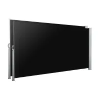 Instahut Retractable Side Awning 2x3M Black, UV Resistant Outdoor Privacy Screen, Tearproof Polyester, Steel Frame