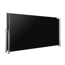 Instahut Retractable Side Awning 2x3M Black, UV Resistant Outdoor Privacy Screen, Tearproof Polyester, Steel Frame