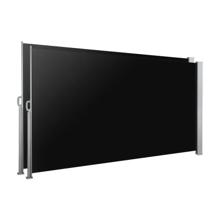 Instahut Retractable Side Awning 2x3M Black, UV Resistant Outdoor Privacy Screen, Tearproof Polyester, Steel Frame
