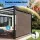 Instahut 3x2.5M Brown Outdoor Blinds: UV-Resistant, Light-Filtering Roll Down Awning with Aluminium Valance & Hand Crank