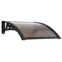 Instahut 0.6x0.6m Outdoor Window Awning, Brown, UV & Rain Resistant, Modern Design with Built-in Drainage, Easy Install