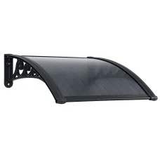 Instahut 0.6x0.6m Grey Window Awning with UV & Rain Resistance, Durable PC Panel & Aluminium Bars for Stylish Protection