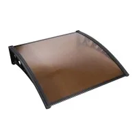 Instahut 1x1m Brown Window Door Awning - UV Resistant, 5mm Polycarbonate Sheet, Plastic Frame, Easy DIY Installation