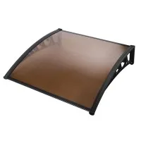 Instahut Window Door Awning 1x1.2m - Brown Polycarbonate Panel with Aluminium Bars, UV Rain Resistant, Easy DIY Install