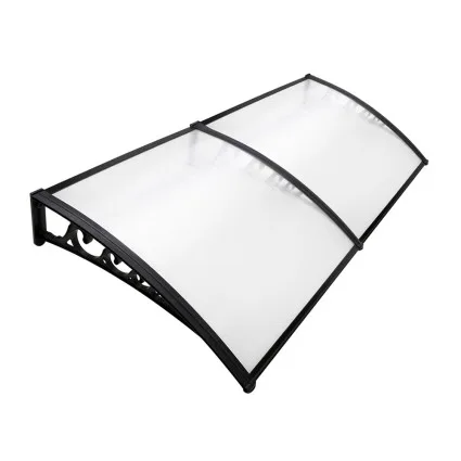 Instahut Transparent Window Door Awning 1x2.4m - Durable 5mm Polycarbonate Panel with Corrosion-Resistant Plastic Frame