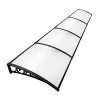 Instahut 1x4m Transparent Window Door Awning, 5mm Polycarbonate Panel, UV Resistant, with Black Plastic Brackets