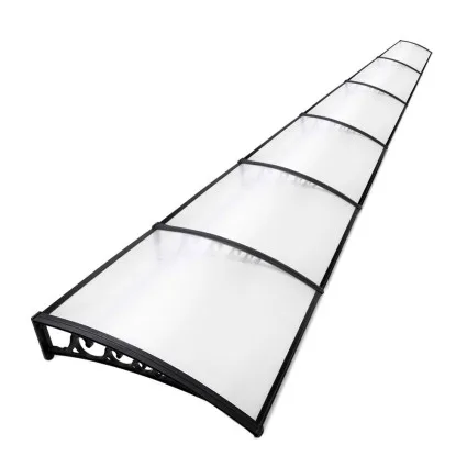 Instahut 1x6m Transparent Window Door Awning - 5mm Polycarbonate Panel, UV Resistant, Aluminium Bars, Easy Install