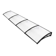 Instahut 1m x 4m Transparent Window Awning & Door Canopy, Black Plastic Frame, UV-Resistant, Durable Polycarbonate Sheet