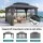 Instahut 3m x 4.25m Gazebo Hardtop Steel Roof Outdoor Pavilion with Curtains Grey