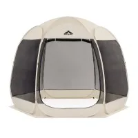 Instahut Pop Up Screen Tent 280cm Six Person Mesh Gazebo with Oxford Roof and Two Way Zippers Beige
