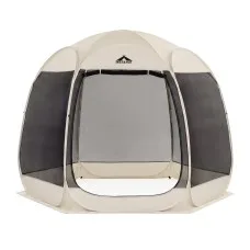 Instahut Pop Up Screen Tent 280cm Six Person Mesh Gazebo with Oxford Roof and Two Way Zippers Beige