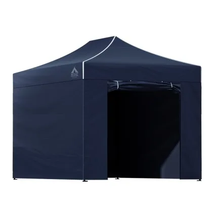 Instahut 3x4.5m Pop Up Gazebo: Navy Oxford Fabric, UV, Water Resistant, Adjustable Height, Quick Setup, Steel Frame