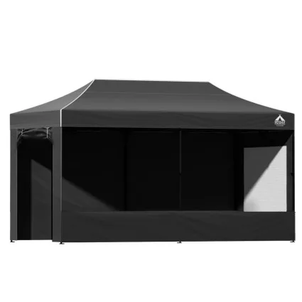 Instahut 3x6m Pop-Up Gazebo Marquee Tent - UV & Water Resistant 500D Oxford Fabric, Adjustable Height, Black