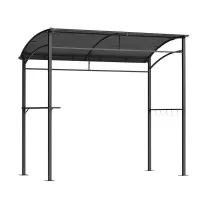 Instahut Outdoor BBQ Grill Gazebo with Shelf Hooks and Bottle Opener Grey