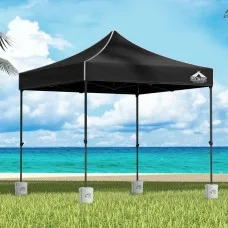 Instahut 3x3 Pop Up Gazebo Marquee Tent - 500D UV/Water Resistant Fabric, Steel Frame, Adjustable Heights, Base Pods