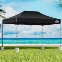 Instahut 3x4.5m Pop Up Gazebo Tent, 500D Oxford Fabric, UV & Water Resistant, Includes Base Pods, Black, Easy Setup