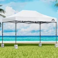 Instahut 3x4.5m White Pop Up Gazebo with Base Pods - UV & Water Resistant Outdoor Wedding Tent, Adjustable Height