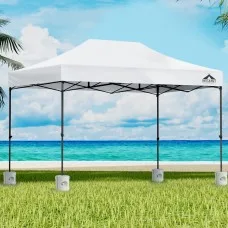 Instahut 3x4.5m White Pop Up Gazebo with Base Pods - UV & Water Resistant Outdoor Wedding Tent, Adjustable Height