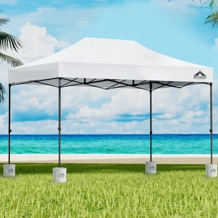 Instahut 3x4.5m White Pop Up Gazebo with Base Pods - UV & Water Resistant Outdoor Wedding Tent, Adjustable Height
