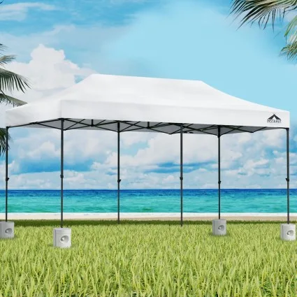 Instahut 3x6m Pop Up Gazebo Marquee - Durable 500D White Tent with Base Pods, UV & Water Resistant for Events