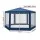 Instahut Hexagonal Gazebo 2x2m Marquee - Mesh Wall, UV & Water-Resistant, Powder Coated Steel Frame, Navy, 2 Entrances