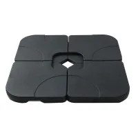 Instahut Outdoor Umbrella Base - 50cm 4-Plate Stand, PE Plastic, 64kg Capacity, UV Resistant, Easy Mobility, Black