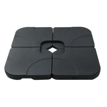 Instahut Outdoor Umbrella Base - 50cm 4-Plate Stand, PE Plastic, 64kg Capacity, UV Resistant, Easy Mobility, Black