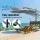 Instahut 3M Cantilever Outdoor Umbrella with UV50+ Grey Canopy, Steel Frame, and Portable Water-Fillable Base