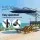 Instahut 3m Cantilever Patio Umbrella with Base, Navy, UV50+ Water-Resistant Polyester, Steel Frame, Easy Setup