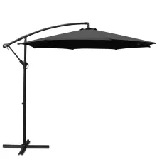 Instahut 3m Cantilever Outdoor Umbrella - UV50+ Black Polyester Canopy, Steel Frame for Garden & Beach