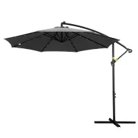 Instahut 3M Cantilever Outdoor Umbrella, Charcoal, UV50+ Polyester, Solar LED, Steel Frame, Patio & Garden Shade