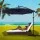 Instahut 3M Cantilever Outdoor Umbrella with Solar LED Lights, UV50+ Navy Canopy, Steel Frame, Adjustable Tilt
