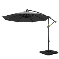 Instahut 3M Cantilever Outdoor Umbrella, Charcoal, UV50+ Polyester, LED Lights, Adjustable Tilt, Steel Frame & Base