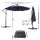 Instahut 3M Navy Outdoor Cantilever Umbrella with UV50+ Polyester & Solar LED, Steel Frame, Base Included