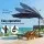Instahut 3M Navy Outdoor Cantilever Umbrella with UV50+ Polyester & Solar LED, Steel Frame, Base Included