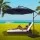 Instahut 3M Navy Outdoor Cantilever Umbrella with UV50+ Polyester & Solar LED, Steel Frame, Base Included