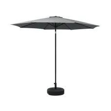 Instahut 2.7m Outdoor Umbrella with Base, UV50+ Charcoal Canopy, Steel Frame, Adjustable Tilt, Easy Crank System