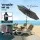 Instahut 2.7m Outdoor Umbrella with Base, UV50+ Charcoal Canopy, Steel Frame, Adjustable Tilt, Easy Crank System
