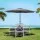 Instahut 2.7m Outdoor Umbrella with Base, UV50+ Charcoal Canopy, Steel Frame, Adjustable Tilt, Easy Crank System