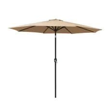 Instahut 2.7m Outdoor Umbrella with UV50+ Protection, Beige Canopy, Steel Frame, Tilt Mechanism - Ideal for Summer