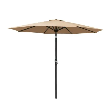 Instahut 2.7m Outdoor Umbrella with UV50+ Protection, Beige Canopy, Steel Frame, Tilt Mechanism - Ideal for Summer