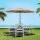 Instahut 2.7m Outdoor Umbrella with UV50+ Protection, Beige Canopy, Steel Frame, Tilt Mechanism - Ideal for Summer